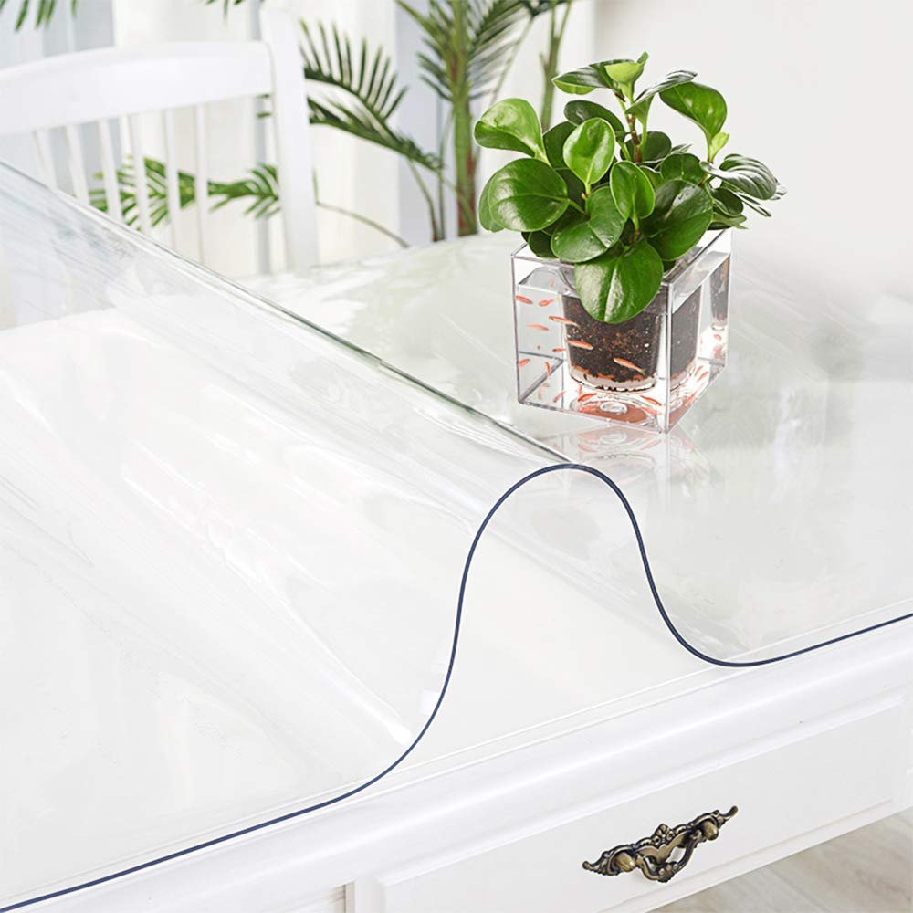 2 Set Furniture Dining Tabletop Coffee Side Table Protector Cover Wipeable Clear Plastic Tablecloth PVC Vinyl End Tablecloths Co